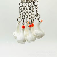 Porte-clés pendentif de sac en résine de 2,5 cm, motif grande oie blanche de dessin animé, cadeau pour étudiant