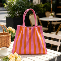 Sac fourre-tout en polyester tricoté durable, tissu tricoté robuste avec bouton pression métallique, pour les courses quotidiennes, les courses d'épicerie, la plage et les sorties.