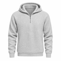 Pull à capuche mi-zippé personnalisé OEM pour homme, coupe ample style coréen, tricoté, pour automne-hiver, vêtement d'extérieur décontracté, vente en gros