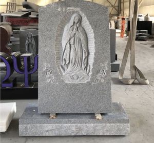 Lápida de Granito con Tallado de la Virgen María, Monumento Funerario de Estilo Tradicional Europeo - Product Image 6
