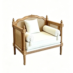 Wholesale French Vintage Solid Wood <strong>Rattan</strong> <strong>Sofa</strong> Set, American Simple Couch Custom for Small Living Room Showroom Villa - Product Image 6