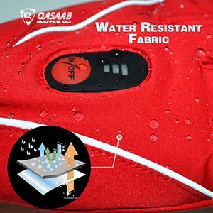 Gants de ski d'hiver noirs de couleur rouge faits sur mesure Gants électriques imperméables respirants Chauffage par batterie Motoneiges en cuir chauffantes Thermique - Product Image 5