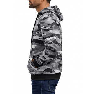Sudadera con Capucha para Hombre, Nueva Colección, Corte Regular, Estampado en Relieve, Forrada, 100% Algodón, Color Sólido, Camuflaje Invernal - Product Image 5