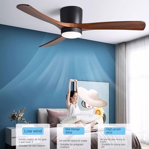 Luces de ventilador de techo modernas 3 6 velocidades ajustable dormitorio sala de estar Hardware madera maciza Control remoto lámpara de ventilador redondo - Product Image 3