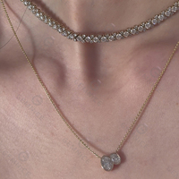 Gemnel 2026 Collier Pendentif Femme Tendance en Argent Recyclé 925 avec Deux Zircons Ovales – Nouvelle Collection à Succès