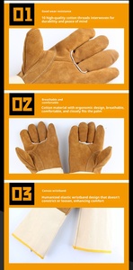 Gants <span class=keywords><strong>de</strong></span> <span class=keywords><strong>soudeur</strong></span> - Gants <span class=keywords><strong>de</strong></span> soudage électrique - Protection du travail résistante à l'usure - Cuir <span class=keywords><strong>de</strong></span> vachette anti-brûlure spécial - Longueur allongée - Product Image 6