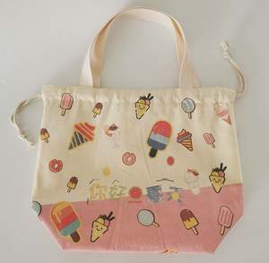 Sac à déjeuner en toile de coton recyclée imprimé UV, double cordon, petit sac à main, sac à poussière pour chaussures, sac à cordon avec poignée - Product Image 2