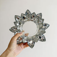 Grand bougeoir chauffe-plat en cristal de fleur de lotus de revêtement argenté pour le grand MH-Z0488 de bougie de pilier