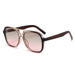 Custom Logo 2026 Fashion Men Women Big <b>Frame</b> Pilot Sun Glasses Gradient Lens Shades UV400 Double Bridge <b>Square</b> <b>Sunglasses</b> - Product Image 1