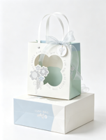 Sac cadeau portable de luxe Mori imprimé, écologique et réutilisable, avec ruban et étiquette, pour aromathérapie, personnalisable avec logo