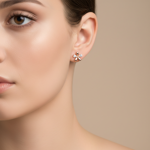 Pendientes de Alta Calidad al por Mayor, Hechos a Mano, con Diseño de Flores Exquisito, Joyería de Oro Rosa Sólido de 18K, Pendientes de Diamantes Naturales Reales - Product Image 1