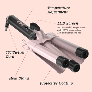 Vente chaude Portable Triple <span class=keywords><strong>fer</strong></span> automatique bigoudi amélioré LCD <span class=keywords><strong>fer</strong></span> à friser électrique pour <span class=keywords><strong>cheveux</strong></span> ondulés pour la maison ou l'hôtel - Product Image 5
