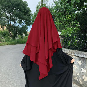 Vente de gros Nouvel arrivage de couleur musulmane avec bouton d'attache pour femme musulmane, couleur unie, ensemble d'abaya khimar à double boucle - Product Image 3