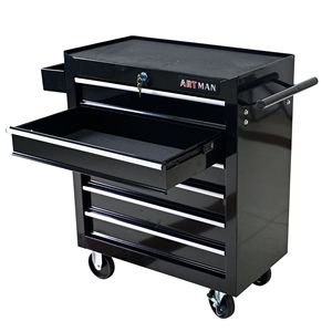Chariot à outils multifonctionnel DB à 6 tiroirs avec roues Chariot de rangement noir - Product Image 2