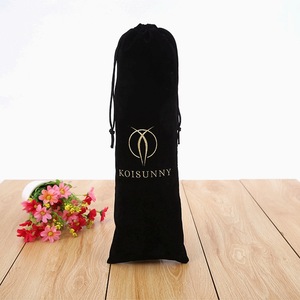 High Quality Black Flannel <b>Drawstring</b> <b>Makeup</b> Brush <b>Bags</b> Velvet Pouch for Selfie Stick - Product Image 6