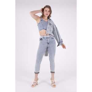 Pantalones Vaqueros de Mujer con Dobladillo con Cinturón - Product Image 6