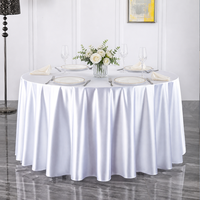 Nappe Ronde en Satin de Polyester Anti-Poussière Personnalisable pour Hôtels, Restaurants, Mariages et Dîners - Style Moderne, Simple et Luxueux, Couleur Unie