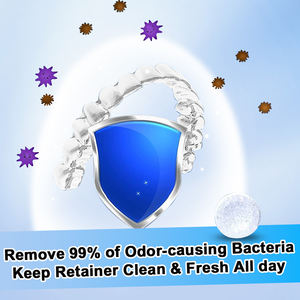 Quitar placa logotipo personalizado sabor protector bucal alineador retenedor limpiador 30 melocotón menta 120 Limpieza de dentadura tabletas efervescentes - Product Image 4