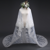 Vente en gros de voiles de mariage ivoire de haute qualité en dentelle élégante faite à la main