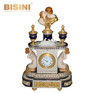 Reloj de Mesa Decorativo para el Hogar, Estilo Europeo Real, Montado en Bronce Dorado, con Adornos de Porcelana en Colores Arcoíris, Diseño de <span class=keywords><strong>Doncella</strong></span> de <span class=keywords><strong>la</strong></span> Cosecha - Product Image 5