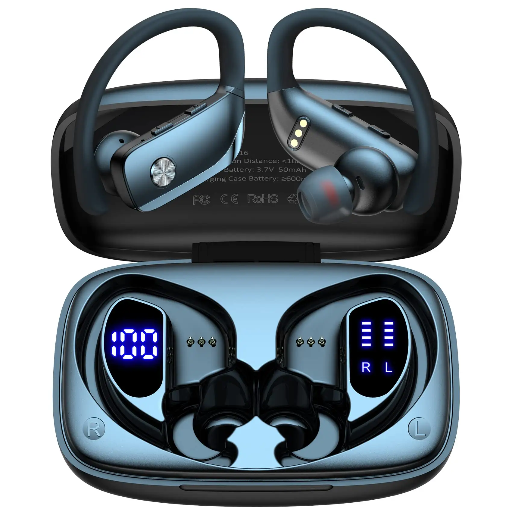 Tws Sprtoybat Bmani Led Display Oorhaak Bluetooth Draadloze Touch In-Ear Noise Canceling Sport Oordopjes Met Oorhaken Oortelefoon