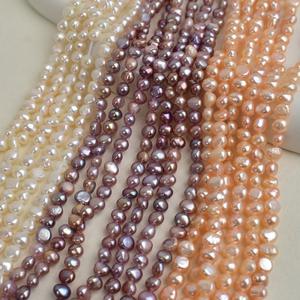 Collier en perles d'eau douce naturelles faites à la main, forme baroque, double face avec trou horizontal léger, 4-5 mm, perles blanches en vrac, bijoux - Product Image 4