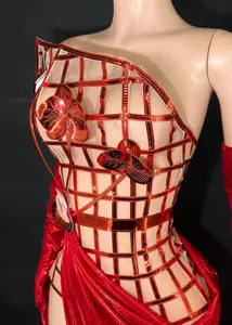 Vestido Sexy de Satén y Malla hasta el Suelo, Ajustado, para Mujer, para Fiesta de Noche, Graduación, Cumpleaños, Antiestático, Cintura Natural, Verano - Product Image 5