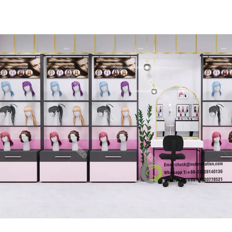 Mannequin Tóc Giả hiển thị kệ đứng tóc cửa hàng đồ nội thất Tóc Giả hiển thị ý tưởng Showcase hiển thị cho tóc giả