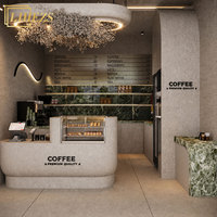 Service de design d'intérieur minimaliste haut de gamme pour café, mobilier d'exposition en bois personnalisé, aménagements pour magasin de bubble tea