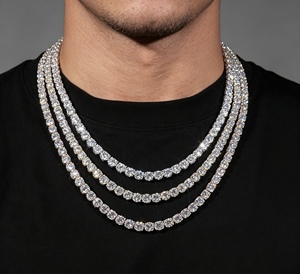 IGI Certified Lab Grown Diamond Man's Tennis <b>Chain</b> 10K 14K 18K Gold 3MM 4MM 5MM D color VVS Man Made Diamond <b>Necklace</b> <b>Chain</b> - Product Image 3