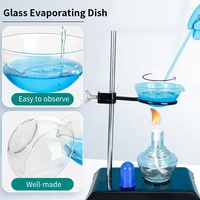 Plat à évaporation en verre borosilicate 3.3 transparent de haute qualité pour laboratoire scientifique, 60mm-150mm, à fond plat ou rond, avec bec verseur