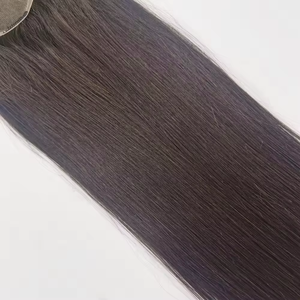 Perruque toupet pour <span class=keywords><strong>femme</strong></span> en cheveux humains Remy, tissée à la main, à clipser, naturelle, indienne, pour blond, lisse soyeux, 100% cheveux humains - Product Image 3