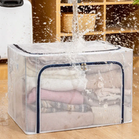 Boîte de rangement pliable en PVC transparent avec fermeture éclair, grande capacité, étanche, anti-poussière, organisateur de vêtements, couvertures et édredons pour armoire