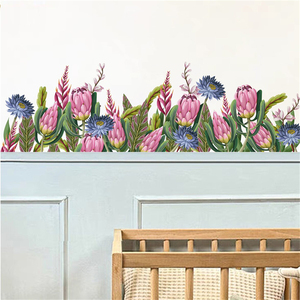 Adesivo <span class=keywords><strong>da</strong></span> parete con fiori colorati alla moda, piccolo adesivo fresco in PVC per camera <span class=keywords><strong>da</strong></span> letto, <span class=keywords><strong>carta</strong></span> <span class=keywords><strong>da</strong></span> <span class=keywords><strong>parati</strong></span> decorativa in erba verde, adesivo per la casa - Product Image 3