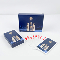 Cartes à jouer rondes en papier bleu vierge pour impression standard, cartes à jouer personnalisées avec logo et image