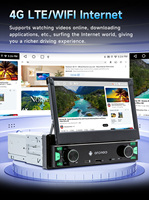 Autoradio Android BQCC Single Din avec écran tactile rétractable de 7 pouces, Carplay, FM AM RDS, 4/64 Go, lecteur de tableau de bord pour véhicule, 1 an