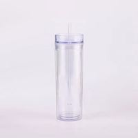 Nouveau design – Gobelet portable en acrylique transparent de 16 oz à double paroi avec poignée intégrée et paille, idéal pour les fêtes, mariages et événements – Style américain