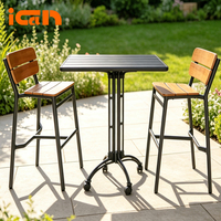 Ensemble de table et chaises hautes en bois durable de style européen, meubles d'extérieur, ensemble de tabourets de bar et table d'extérieur