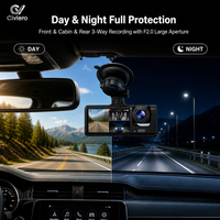 Caméra embarquée Civiero 1080P double objectif avec WiFi, boîte noire de voiture, enregistreur de conduite, caméra de recul