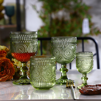 Verre à vin en sergé vert sauge vintage exquis, idéal pour les fêtes, les événements, la restauration et les mariages, 300 ml