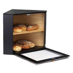 Boîte de rangement de <span class=keywords><strong>pain</strong></span> d'angle en bambou <span class=keywords><strong>à</strong></span> double couche de grande capacité en bois pour comptoir de cuisine - Product Image 2