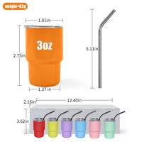 Gobelet en verre à liqueur de 3oz en acier inoxydable à sublimation de style nouveau gobelet coloré à whisky avec paille et couvercle