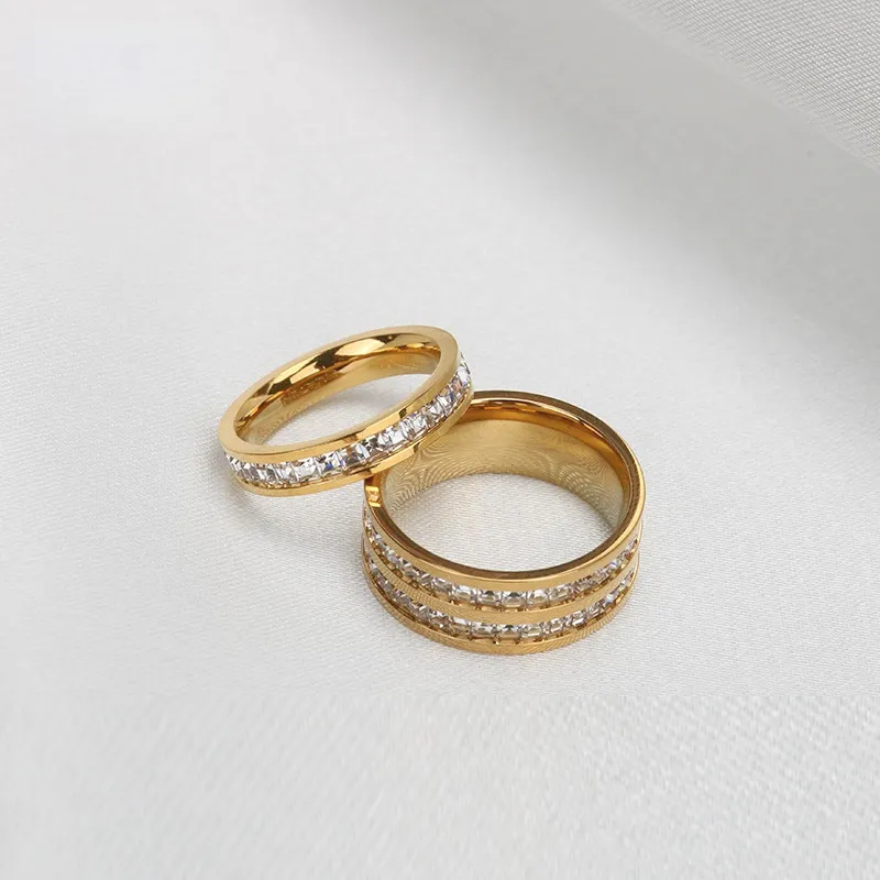 แหวนเซอร์คอนชุบทอง18K สองชั้นทำจากสเตนเลสสตีลแหวนเพชรแท้ YF2723เครื่องประดับ