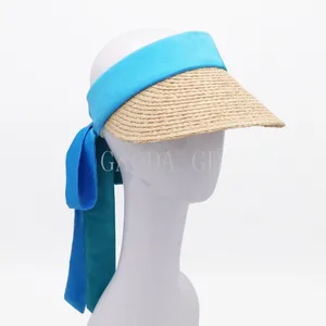 D D Wholesale Fashion And Elegant Beach Hat Sport Hat Raffia Straw Braid Sun Hat Visor Cap For Women