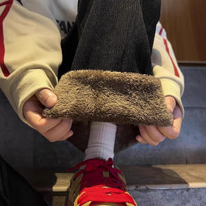 Pantalon large en velours côtelé pour homme, léger, décontracté, doublé de polaire intégrée, chaud, mode automne-hiver - Product Image 4