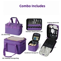 Ensemble de 5 sacs de rangement pour cuisine de camping, en tissu Oxford 600D, organisateur pliable avec plateau pour équipement de pique-nique, de voyage et de plein air