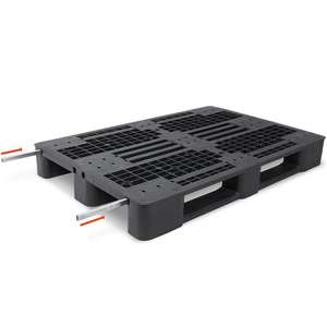 Palé de plástico tamaño europeo con 3 corredores LxWxH 1200x800x145mm Superficie superior perforada Logística Palé de plástico negro - Product Image 5