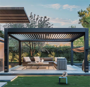 Auvent de porte coulissante électrique intelligent en gros, gazebo français d'extérieur, <span class=keywords><strong>pavillon</strong></span> en aluminium imperméable, bâtiments de jardin - Product Image 1