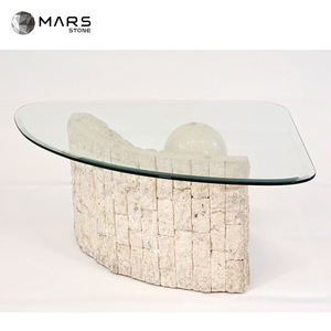 Design speciale Beige chiaro travertino tavolino <span class=keywords><strong>in</strong></span> <span class=keywords><strong>vetro</strong></span> tavolo <span class=keywords><strong>in</strong></span> pietra naturale pietra naturale tavolino da caffè per Hotel - Product Image 2