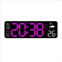 Reloj de Pared Digital LED Moderno para Decoración del Hogar, Multifuncional, con Brillo Ajustable, Temporizador y Visualización del Clima